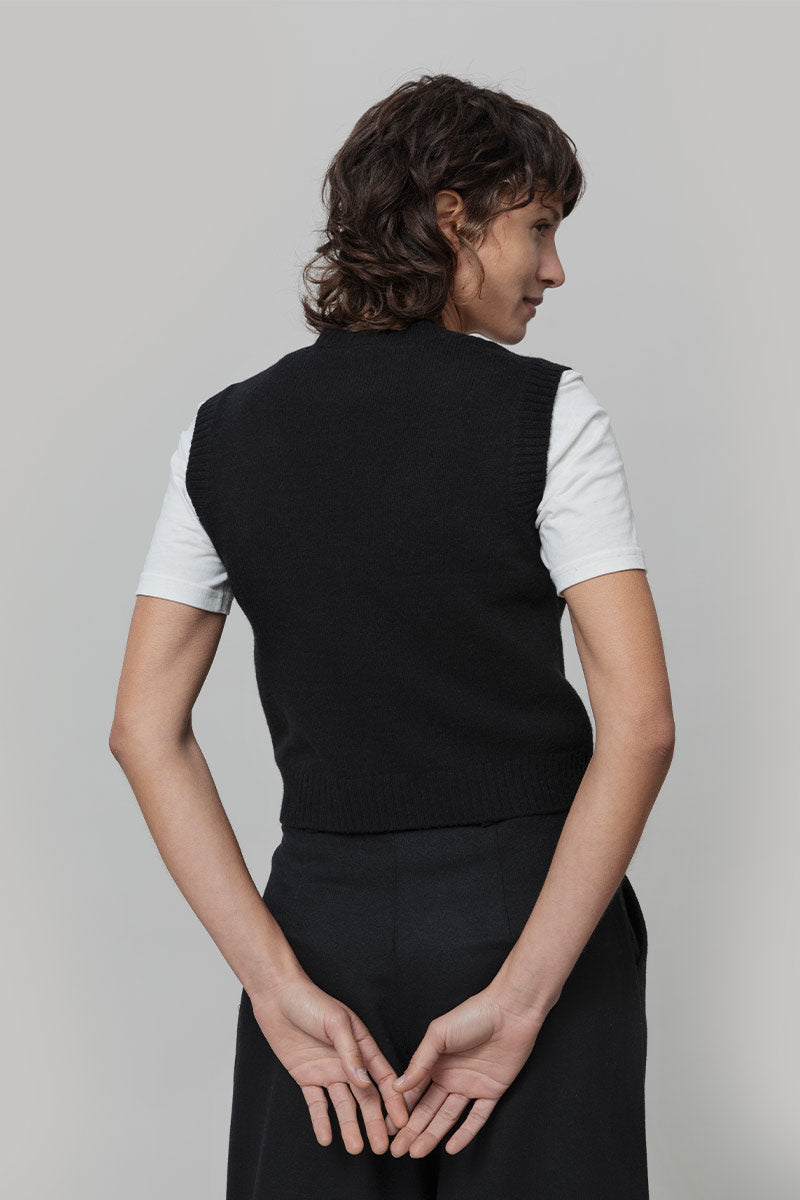 Gilet Donna Scollo V Lana Melania - Rifò Lab Moda circolare made in Italy
Nero Ardesia