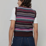 Gilet Lana Donna in Maglia Fanatasia Jacquard Stile Norvegese Simonetta  - Rifò Lab Moda circolare made in Italy