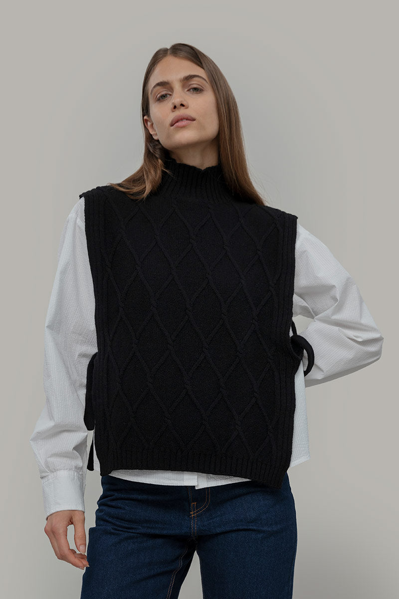 Pettorina Lana Rigenerata Gilet Lana Aperto Donna Delia - Rifò Lab Moda circolare made in Italy