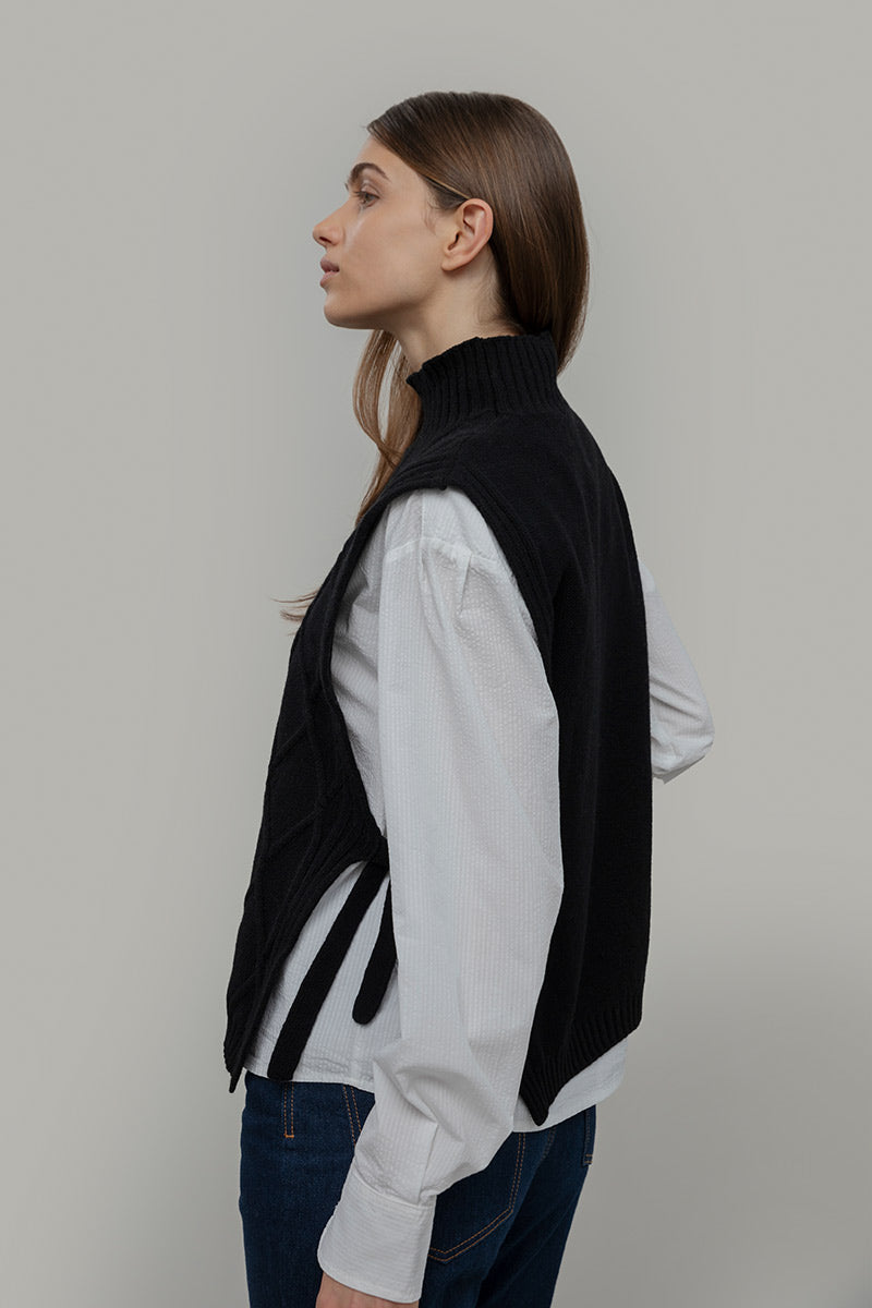 Pettorina Lana Rigenerata Gilet Lana Aperto Donna Delia - Rifò Lab Moda circolare made in Italy
