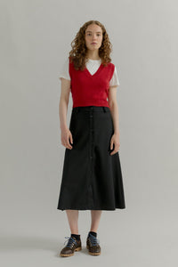 Gonna Midi Donna Elegante Lana Nera Clelia - Rifò Lab Moda circolare made in Italy