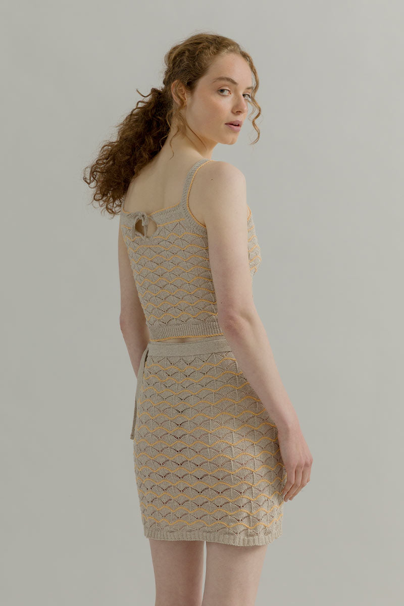Tank Top Donna Cotone in Maglia Biege Perla - Rifò