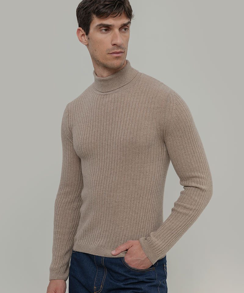 Maglione Collo Alto Cashmere Leggero Uomo - Rifò Lab Moda circolare made in Italy 