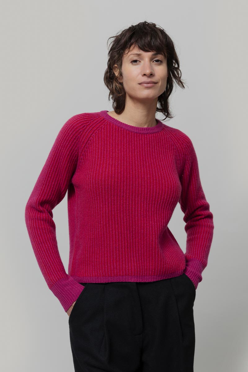 Maglione Cashmere Donna Cropped Emilia  - Rifò Lab Moda circolare made in Italy
Rosa-Rosso