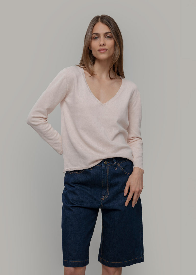 Maglia Scollo a V Donna Cotone Rigenerato Aura