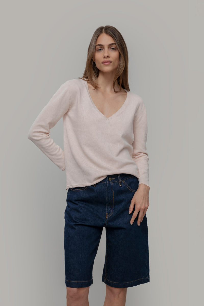 Maglia Scollo a V Donna Cotone Rigenerato Aura