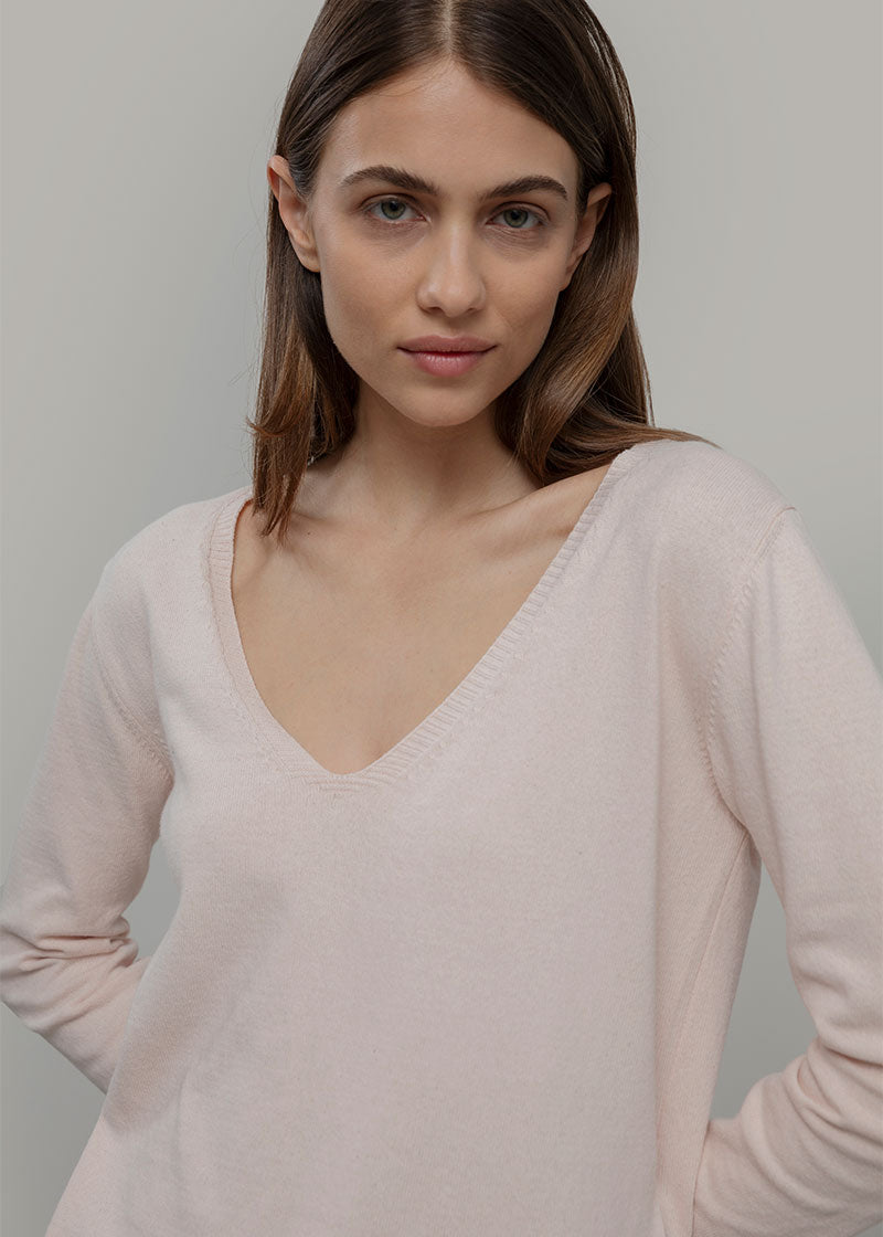 Maglia Scollo a V Donna Cotone Rigenerato Aura