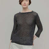 Maglia Traforata Donna Maglia Cotone Crochet Carmen - Rifò Lab Moda circolare made in Italy