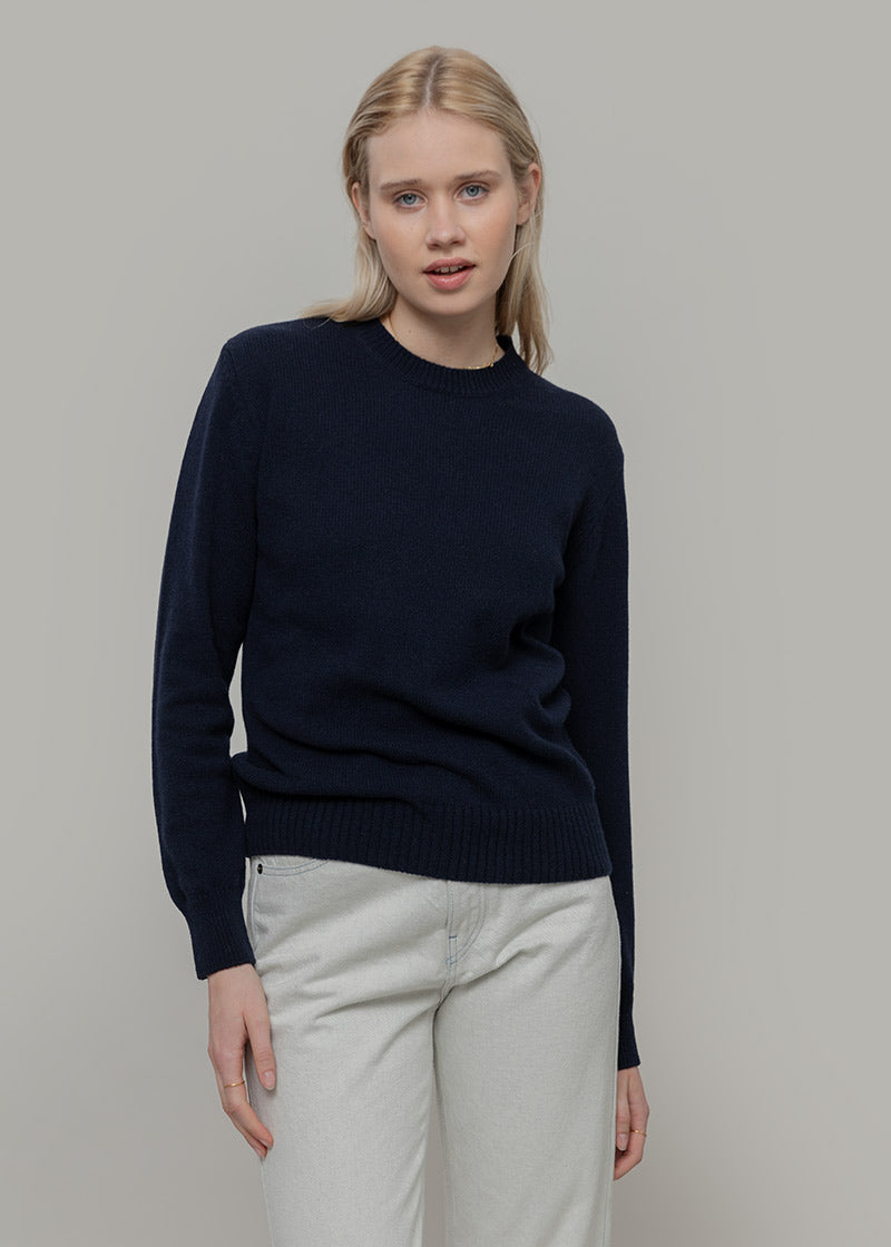 Maglia Donna Cashmere Rigenerato Edda Blu Mora