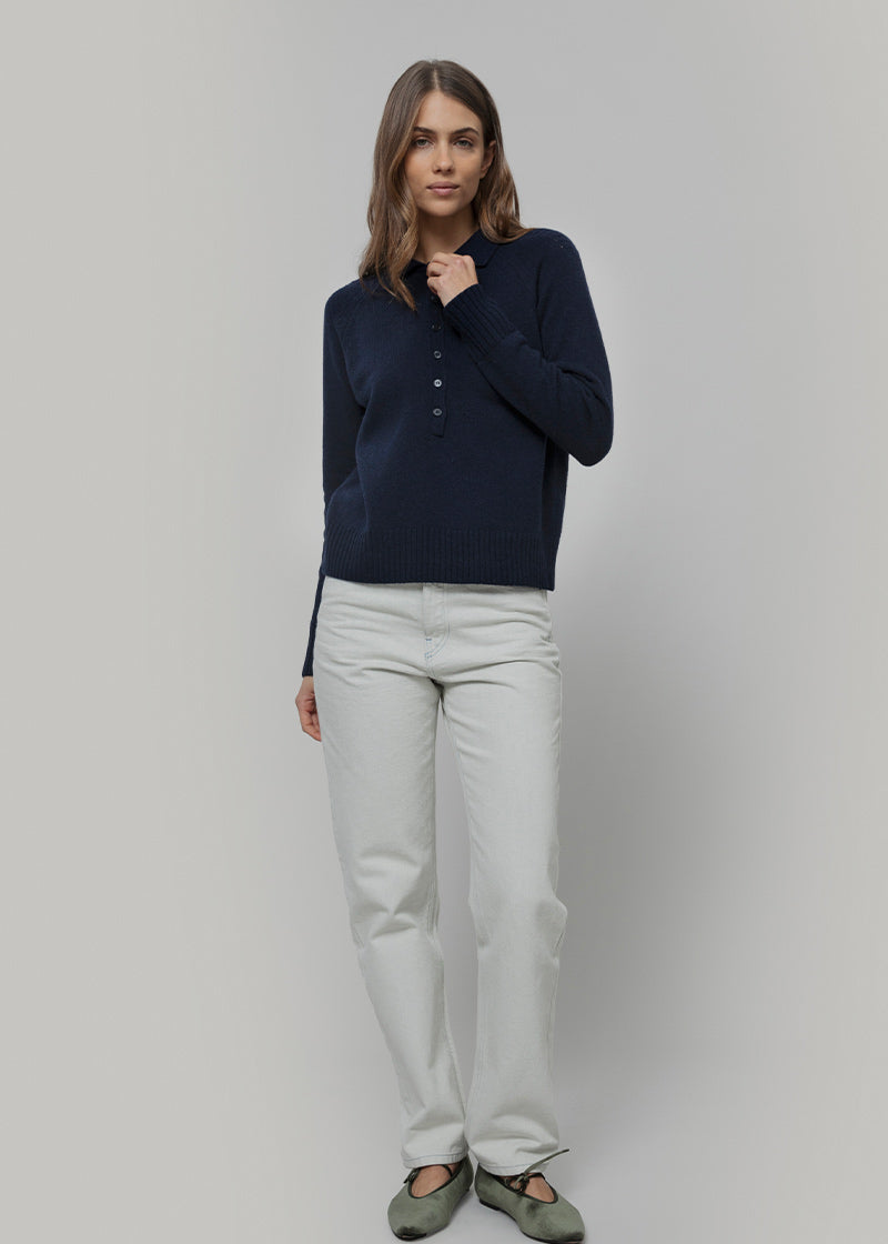 Maglione Polo Donna Lana con Bottoni Demetra - Rifò Lab Moda circolare made in Italy
