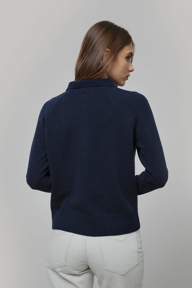 Maglione Polo Donna Lana con Bottoni Demetra - Rifò Lab Moda circolare made in Italy
