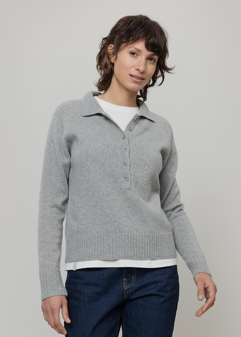 Maglione Polo Donna Lana con Bottoni Demetra - Rifò Lab Moda circolare made in Italy