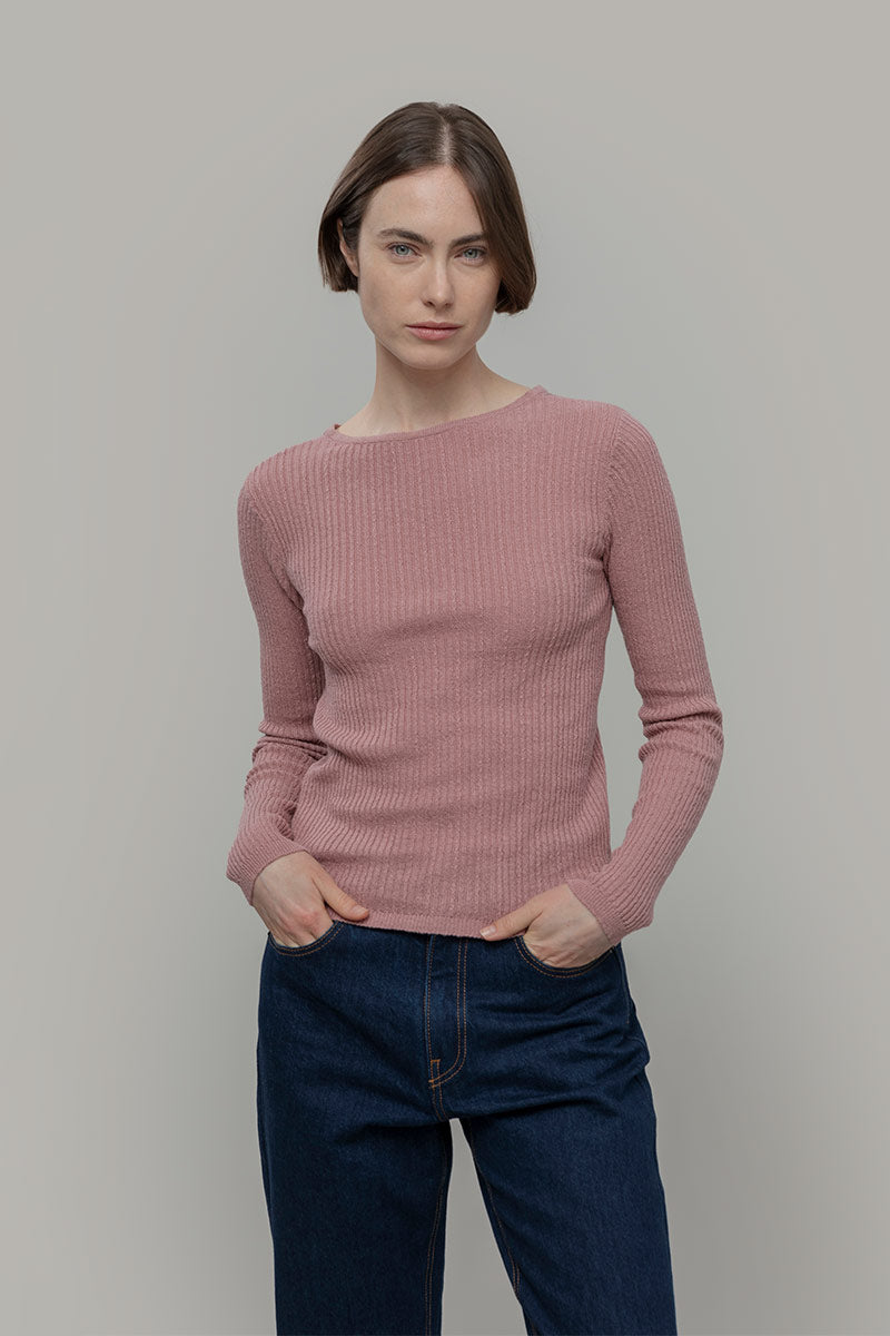 Maglia Seta Donna Nausicaa - Maglia scollo a barca con fiocco donna seta rigenerata - Rifò moda circolare made in Italy