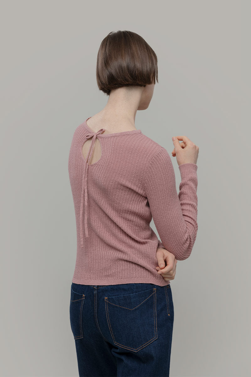 Maglia Seta Donna Nausicaa - Maglia scollo a barca con fiocco donna seta rigenerata - Rifò moda circolare made in Italy