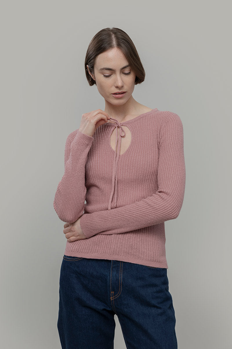 Maglia Seta Donna Nausicaa - Maglia scollo a barca con fiocco donna seta rigenerata - Rifò moda circolare made in Italy