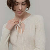 Maglia Seta Donna Nausicaa - Maglia scollo a barca con fiocco donna seta rigenerata - Rifò moda circolare made in Italy