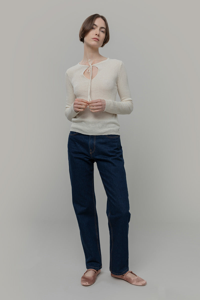 Maglia Seta Donna Nausicaa - Maglia scollo a barca con fiocco donna seta rigenerata - Rifò moda circolare made in Italy