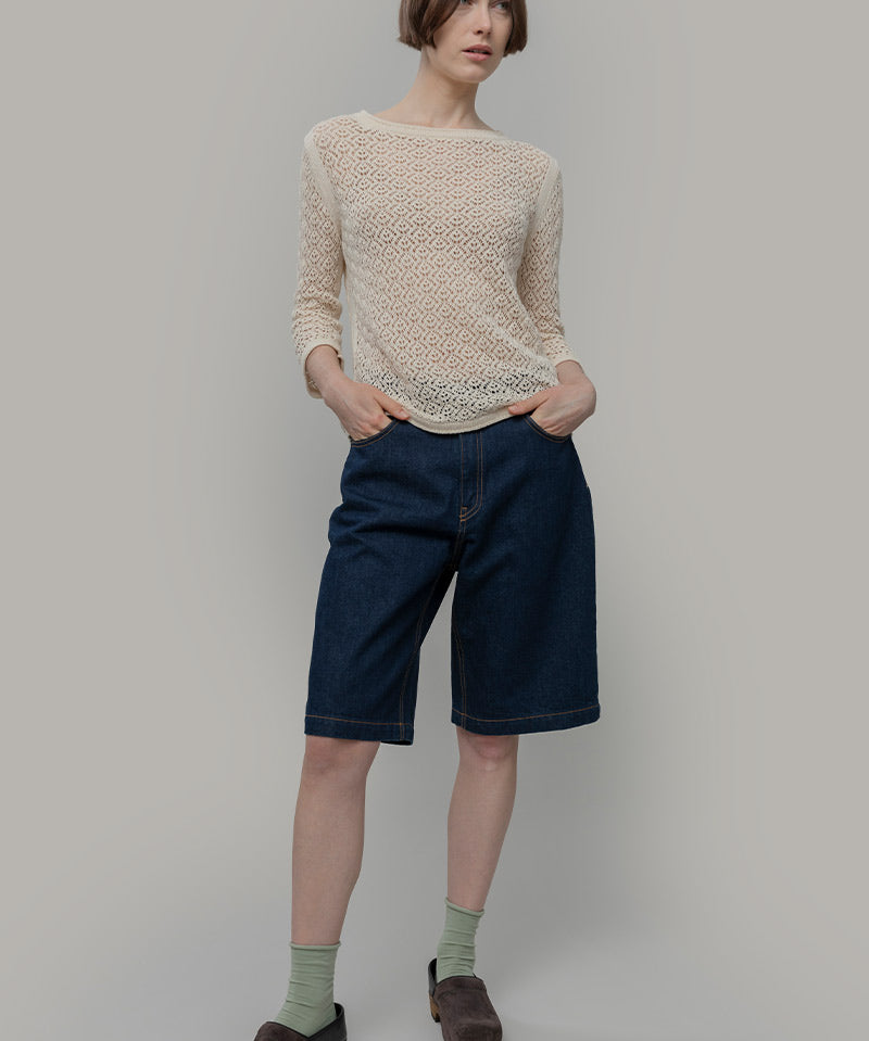 Maglia Traforata Donna Maglia Cotone Crochet Carmen - Rifò Lab Moda circolare made in Italy