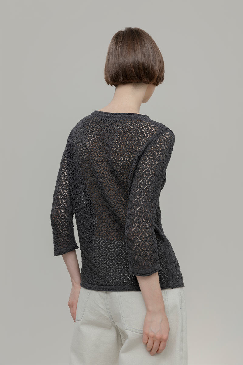 Maglia Traforata Donna Maglia Cotone Crochet Carmen - Rifò Lab Moda circolare made in Italy