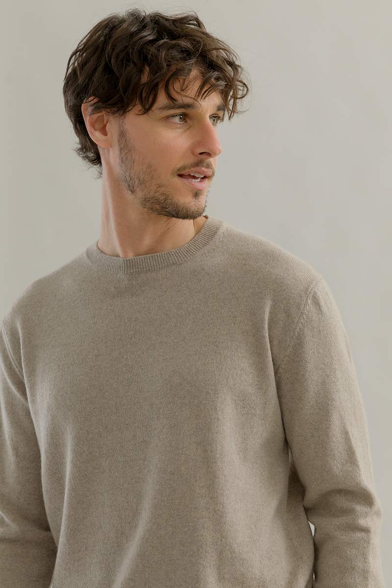 Maglia Girocollo Cashmere Rigenerato Uomo Beige - Rifò