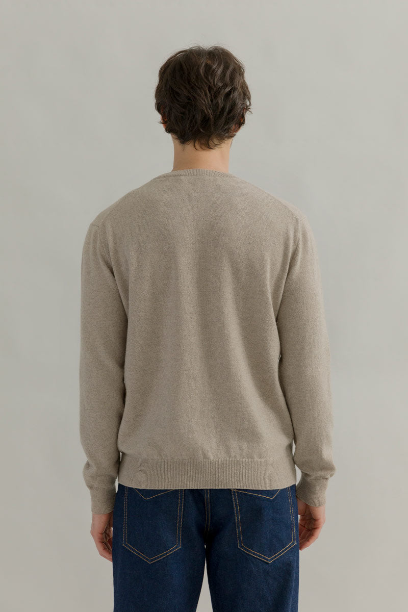 Maglia Girocollo Cashmere Rigenerato Uomo Beige - Rifò