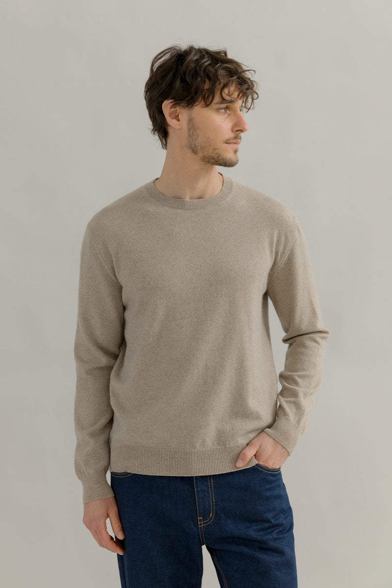 Maglia Girocollo Cashmere Rigenerato Uomo Beige - Rifò