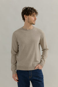 Maglia Girocollo Cashmere Rigenerato Uomo Beige - Rifò