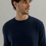 Maglia Girocollo Cashmere Rigenerato Uomo Blu - Rifò