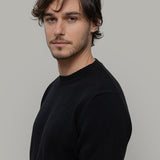 Nero Ardesia | Maglione uomo paricollo cashmere rigenerato