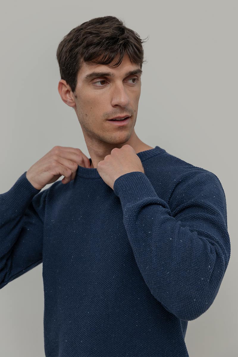 Blu Baltico | Maglioncino leggero cotone jeans rigenerato