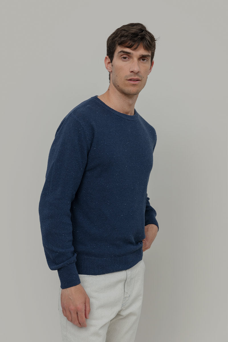 Blu Baltico | Maglioncino leggero cotone jeans rigenerato
