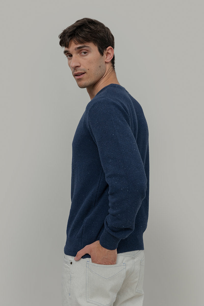 Blu Baltico | Maglioncino leggero cotone jeans rigenerato