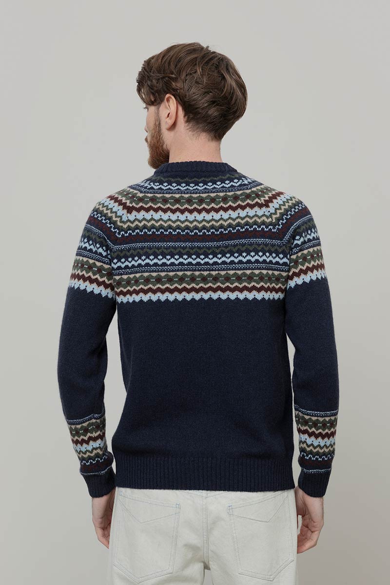 Maglione Uomo Lana Riciclata Stile Norvegese Fantasia Jacquard Armando  - Rifò Lab Moda circolare made in Italy