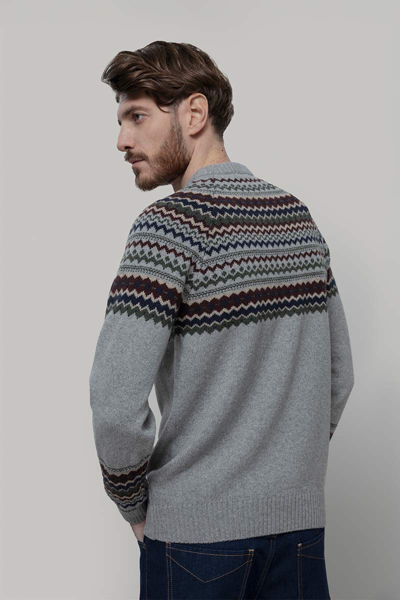Maglione Uomo Lana Riciclata Stile Norvegese Fantasia Jacquard Armando  - Rifò Lab Moda circolare made in Italy