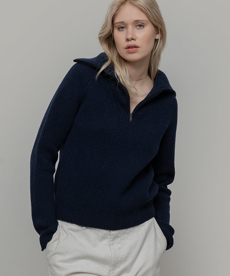 Maglia Zip Donna Lana Rigenerata Annalisa - Rifò Lab Moda circolare made in Italy 