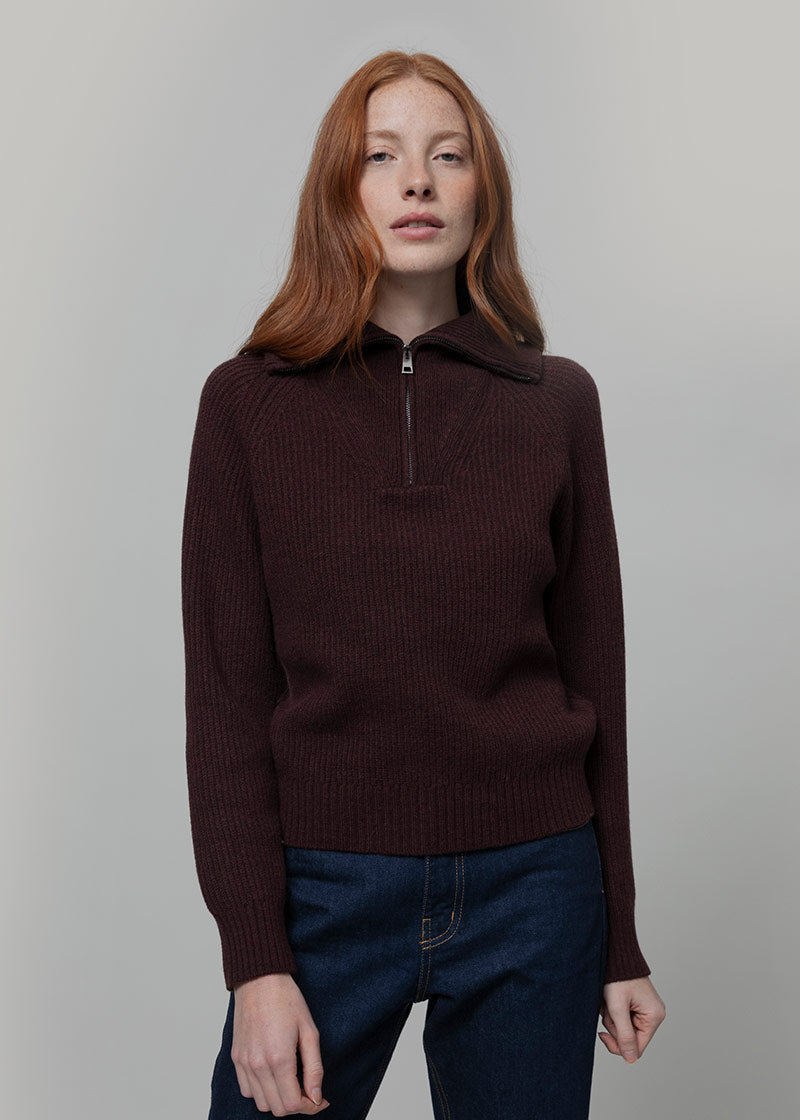 Maglia Zip Donna Lana Rigenerata Annalisa - Rifò Lab Moda circolare made in Italy 