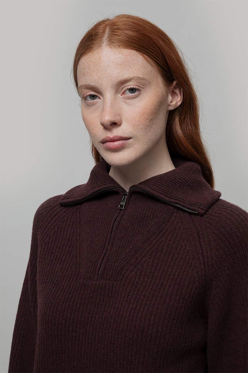 Maglia Zip Donna Lana Rigenerata Annalisa - Rifò Lab Moda circolare made in Italy 