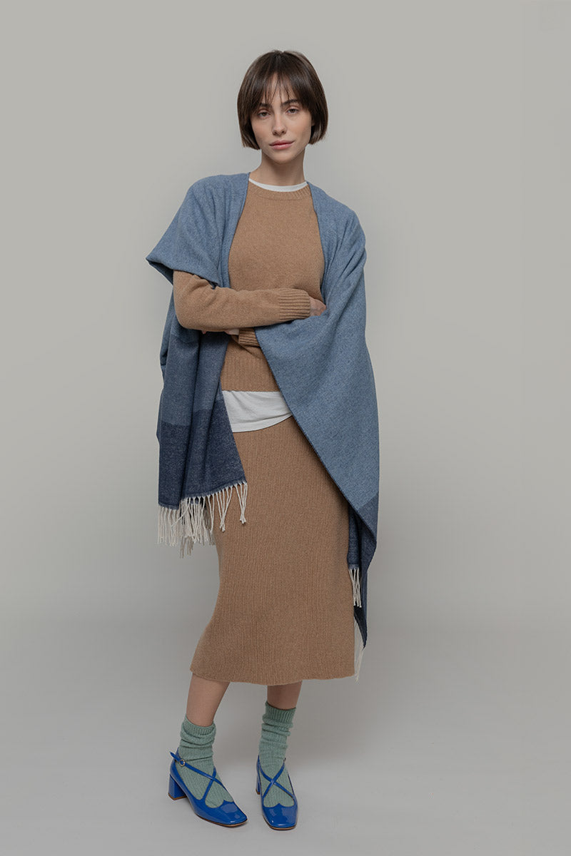 Mantella Poncho Donna Cotone Rigenerato Mila - Rifò Lab Moda circolare made in Italy 