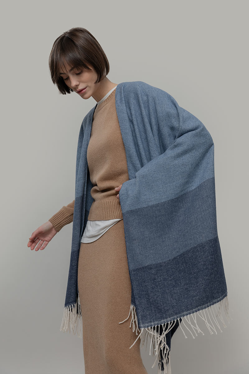 Mantella Poncho Donna Cotone Rigenerato Mila - Rifò Lab Moda circolare made in Italy 