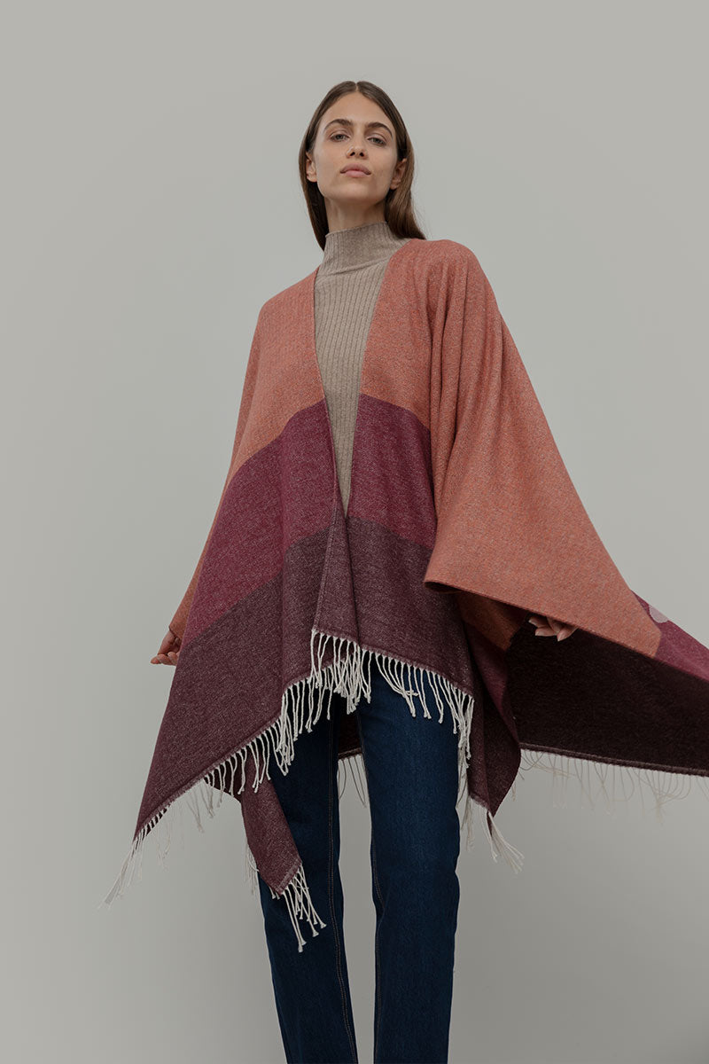 Mantella Poncho Donna Cotone Rigenerato Mila - Rifò Lab Moda circolare made in Italy 