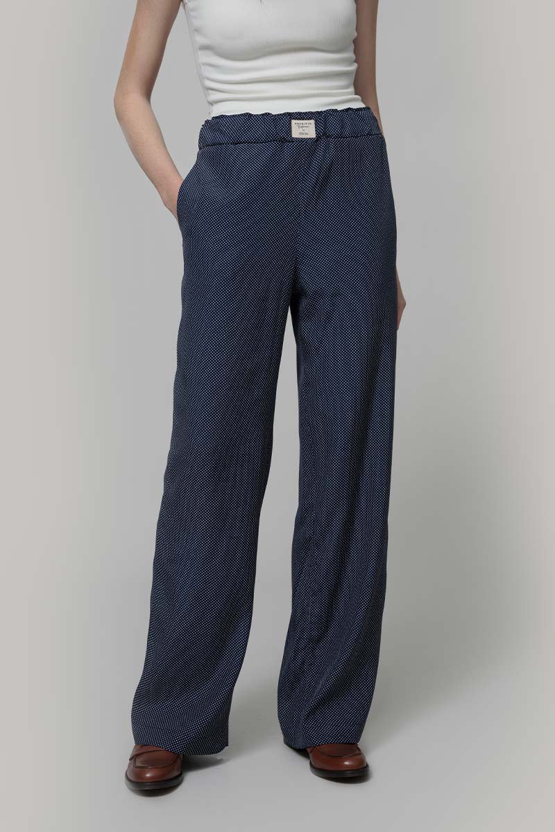Pantaloni Larghi Donna Viscosa Blu Diana - Inghirami x Rifò

