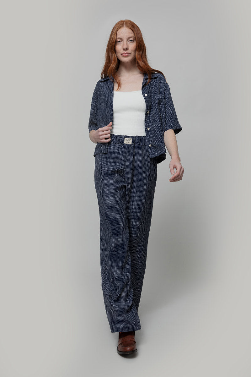 Pantaloni Larghi Donna Viscosa Blu Diana - Inghirami x Rifò

