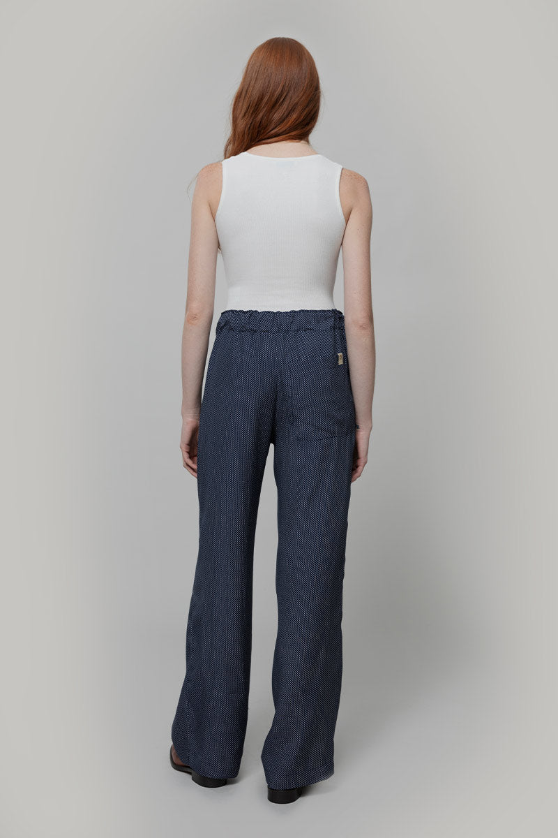 Pantaloni Larghi Donna Viscosa Blu Diana - Inghirami x Rifò

