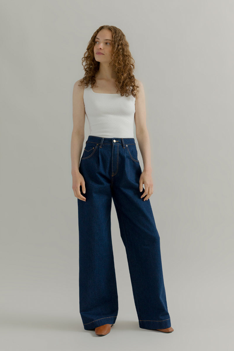 Jeans Wide Leg Donna Cotone Rigenerato Blu Consuelo – Rifò