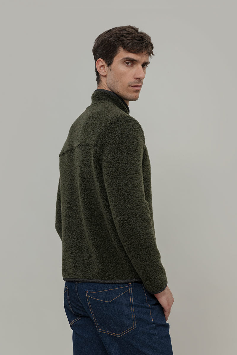 Giacca Pile Uomo Lana Rigenerata Uomo Verde - Rifò Lab Moda circolare made in Italy 