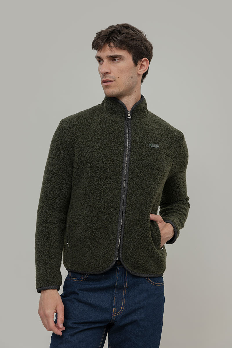 Giacca Pile Uomo Lana Rigenerata Uomo Verde - Rifò Lab Moda circolare made in Italy 