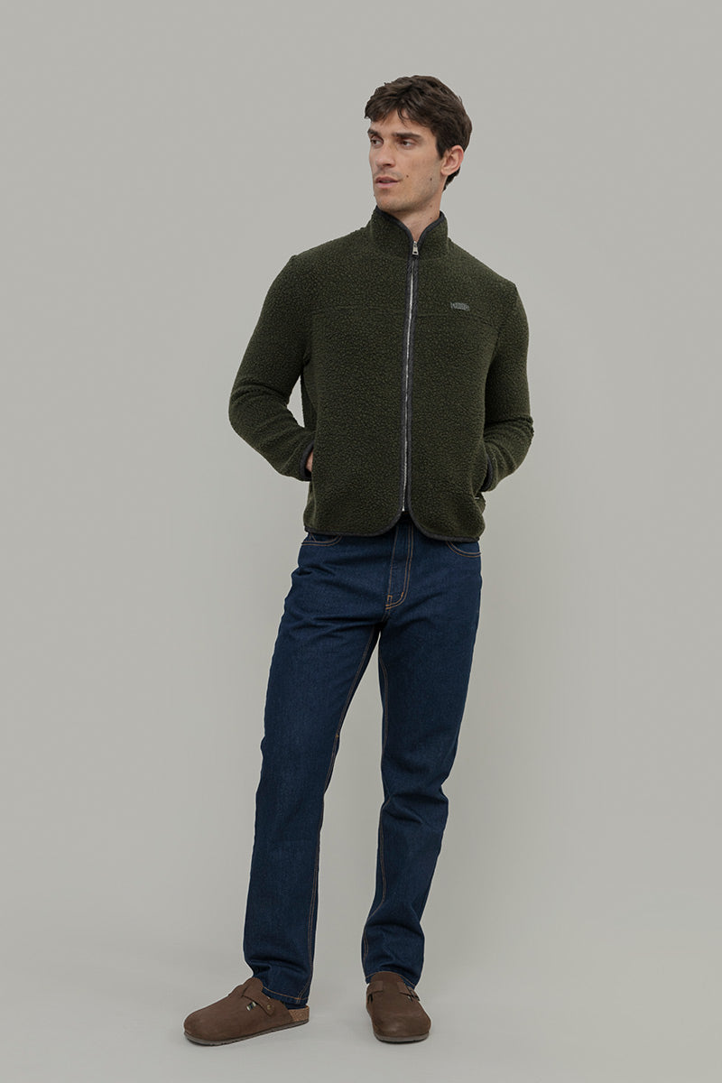 Giacca Pile Uomo Lana Rigenerata Uomo Verde - Rifò Lab Moda circolare made in Italy 