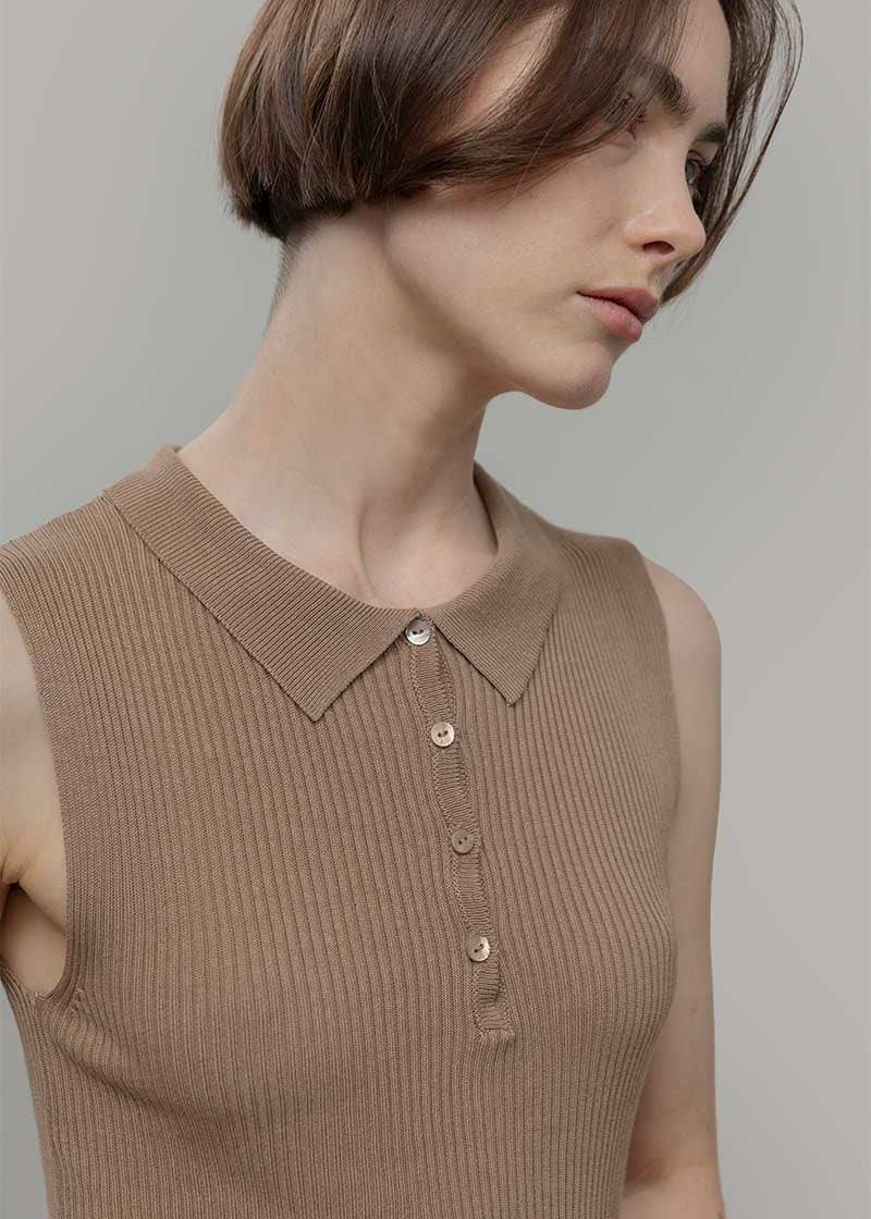 Maglia Polo Donna Senza Maniche Viscosa Rosa Blanca - Rifò Lab Moda circolare made in Italy
