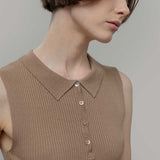 Maglia Polo Donna Senza Maniche Viscosa Rosa Blanca - Rifò Lab Moda circolare made in Italy