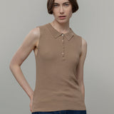 Maglia Polo Donna Senza Maniche Viscosa Rosa Blanca - Rifò Lab Moda circolare made in Italy